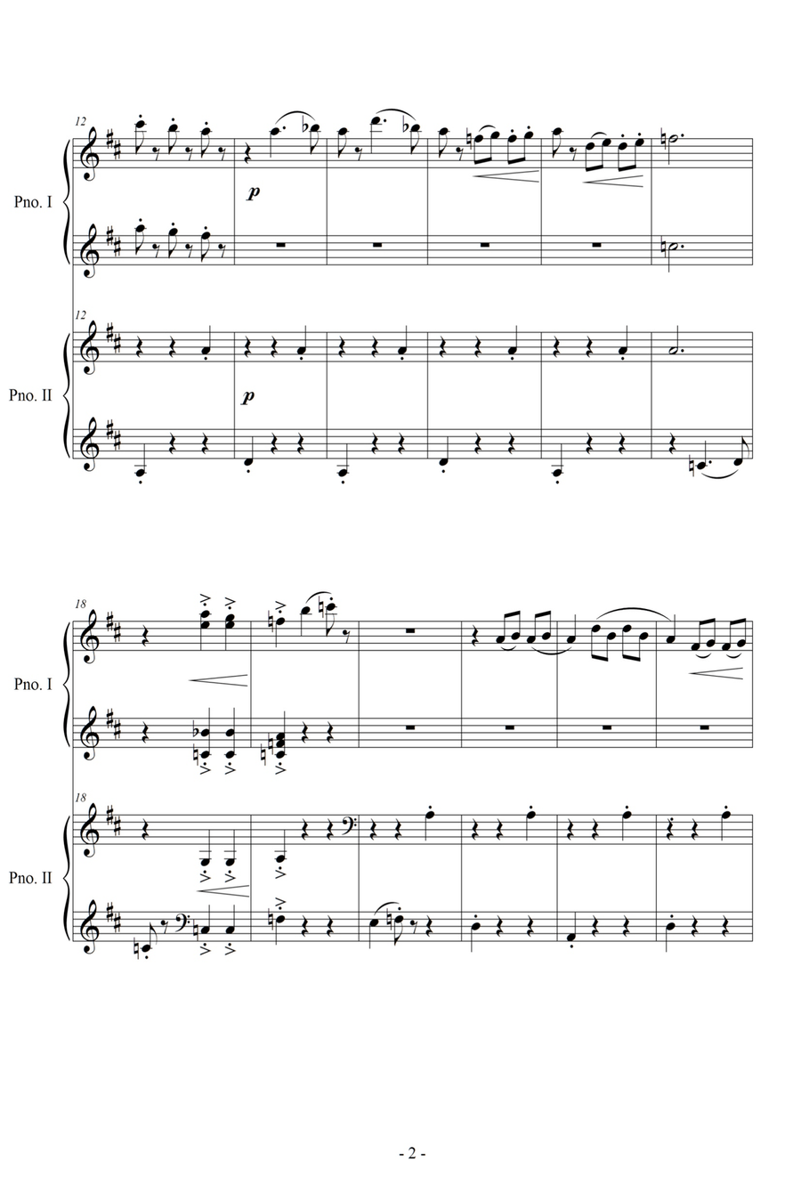 Light Waltz for piano 4 hands Voice scores gallery preview page 2