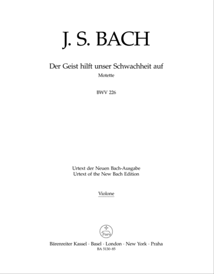 Der Geist hilft unser Schwachheit auf, BWV 226 Double Bass scores gallery preview page 1