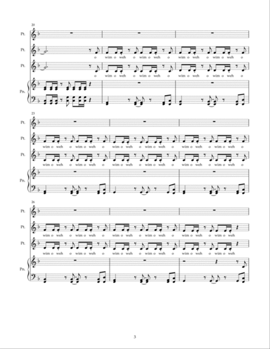 The Lion Sleeps Tonight 2-Part scores gallery preview page 3
