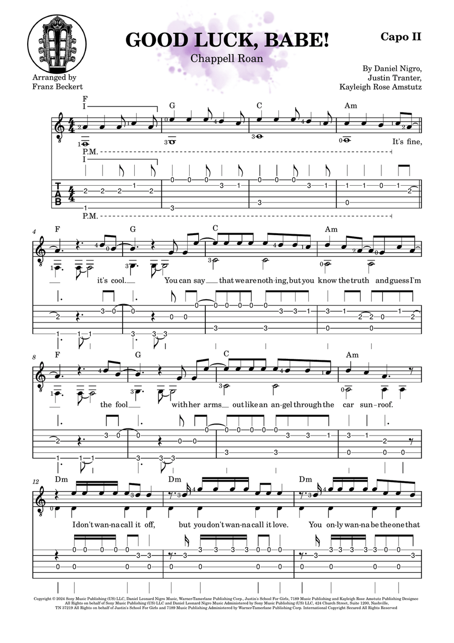 Good Luck, Babe! Good Luck, Babe! Acoustic Guitar scores gallery preview page 1