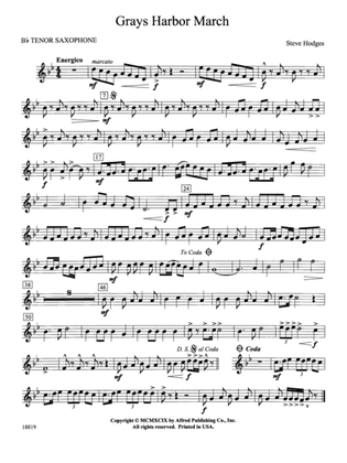 Grays Harbor March: B-flat Tenor Saxophone