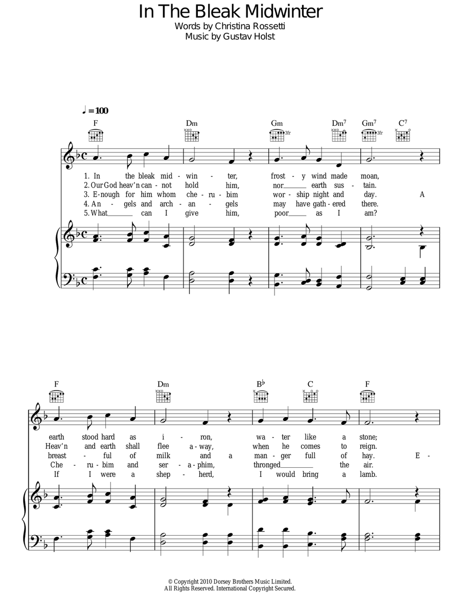 In The Bleak Midwinter Guitar scores gallery preview page 1