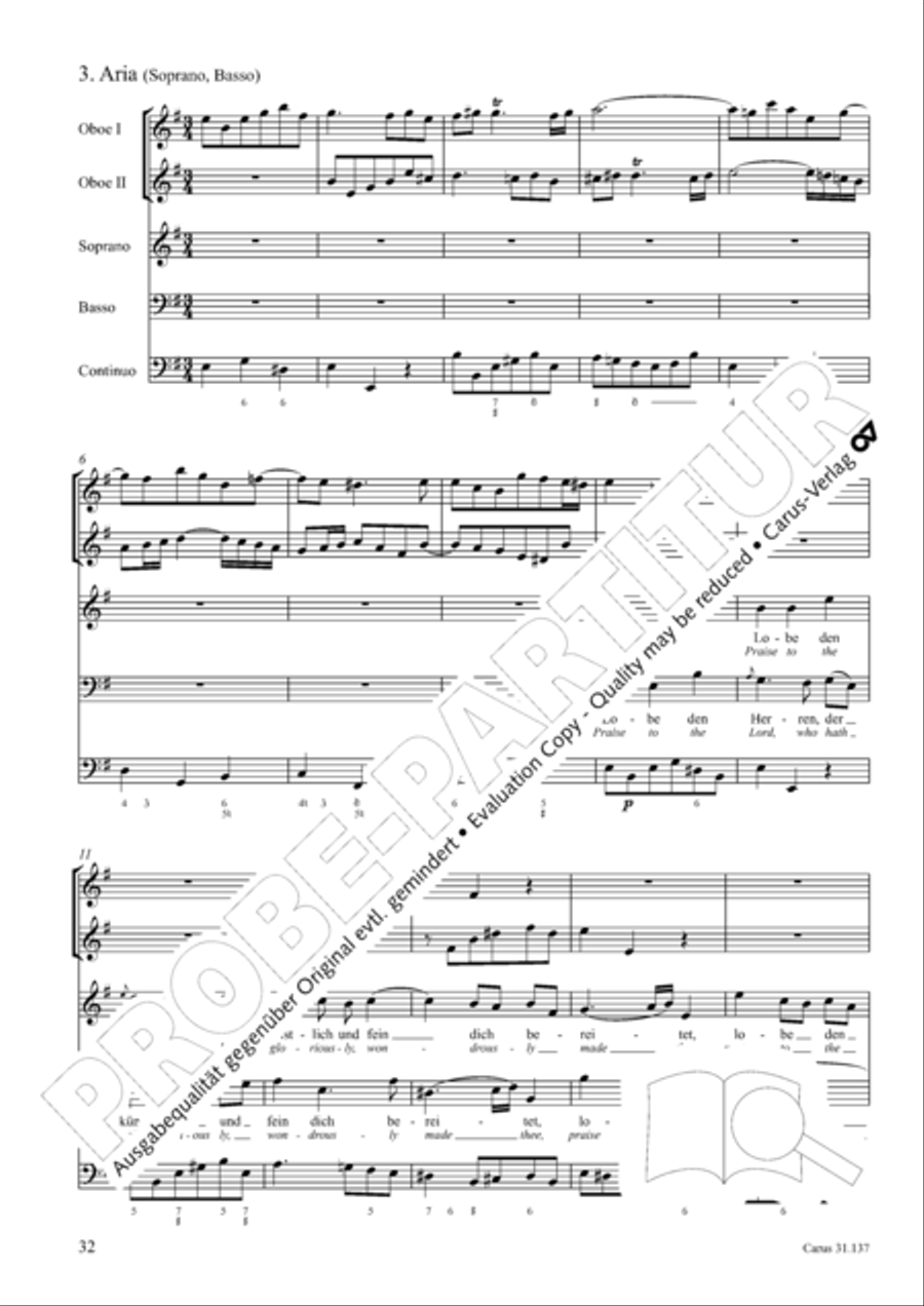 Praise ye, Almighty God, King and our ruler exalted (Lobe den Herren, den machtigen Konig der Ehren) ATB scores gallery preview page 33