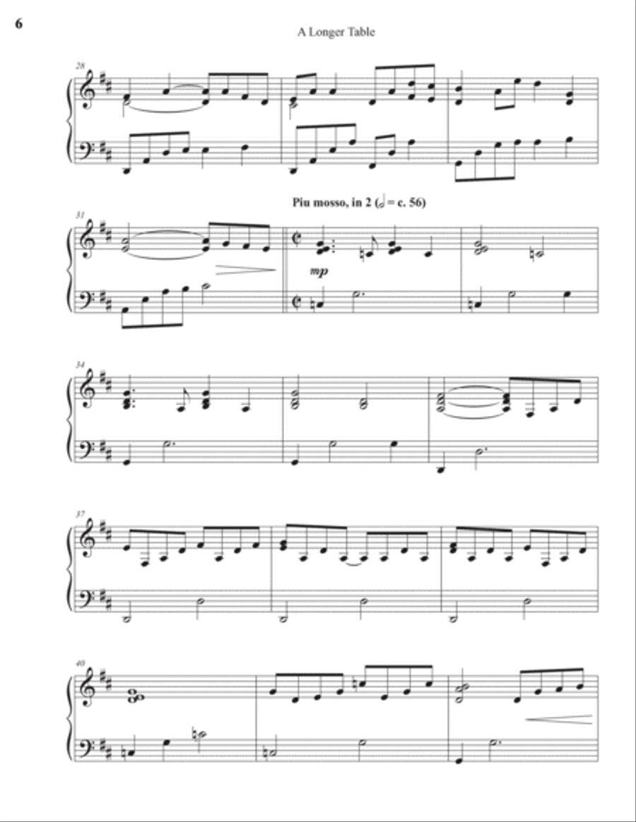 A Longer Table Piano Solo scores gallery preview page 6