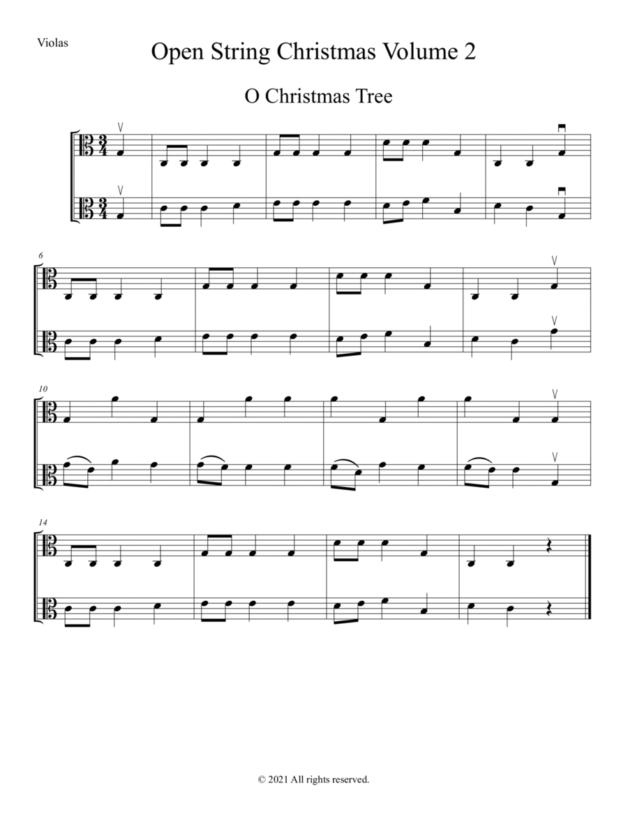 Open String Christmas for Viola, Volume 2 Viola Solo scores gallery preview page 1