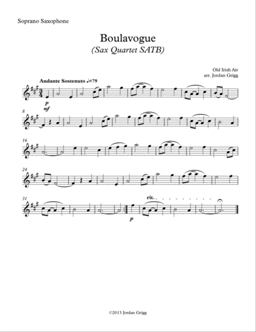 Boulavogue (Sax Quartet SATB) Saxophone Quartet scores gallery preview page 3