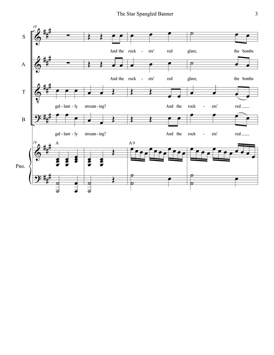The Star Spangled Banner (for SATB) 4-Part scores gallery preview page 4