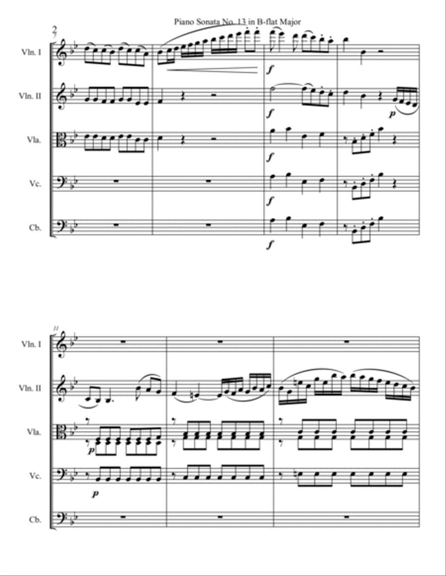 Piano Sonata No. 13, Movement 1 String Orchestra scores gallery preview page 2