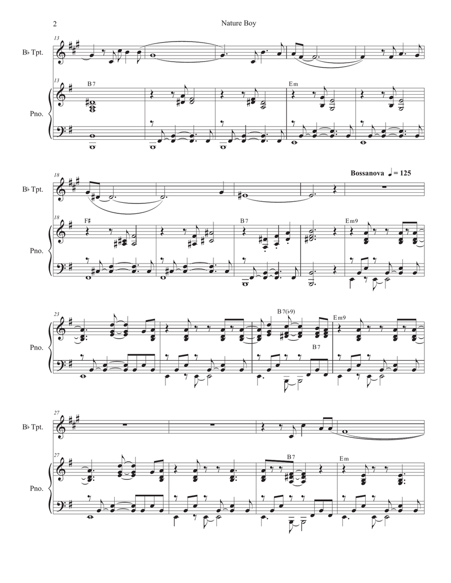 Nature Boy B-Flat Trumpet scores gallery preview page 2