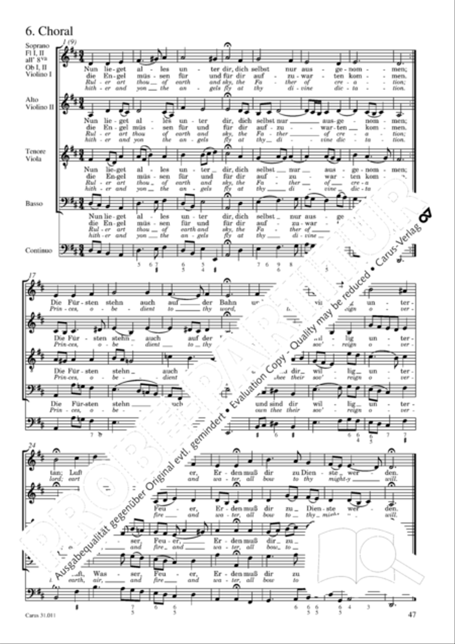 Lobet Gott in seinen Reichen (Himmelfahrtsoratorium) 4-Part scores gallery preview page 48