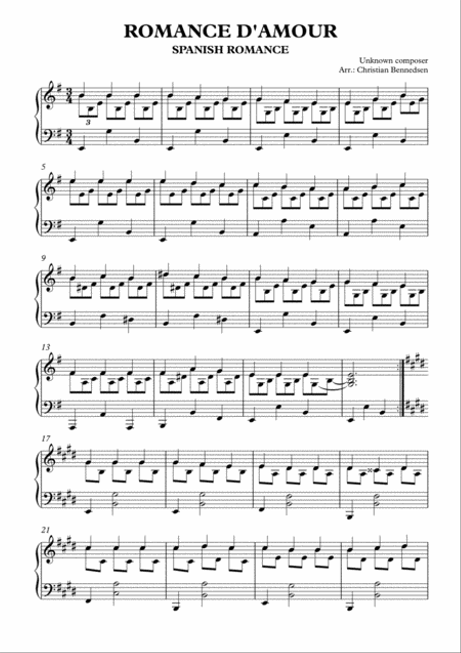 Romance D’Amour Romance D’Amour Piano Solo scores gallery preview page 1