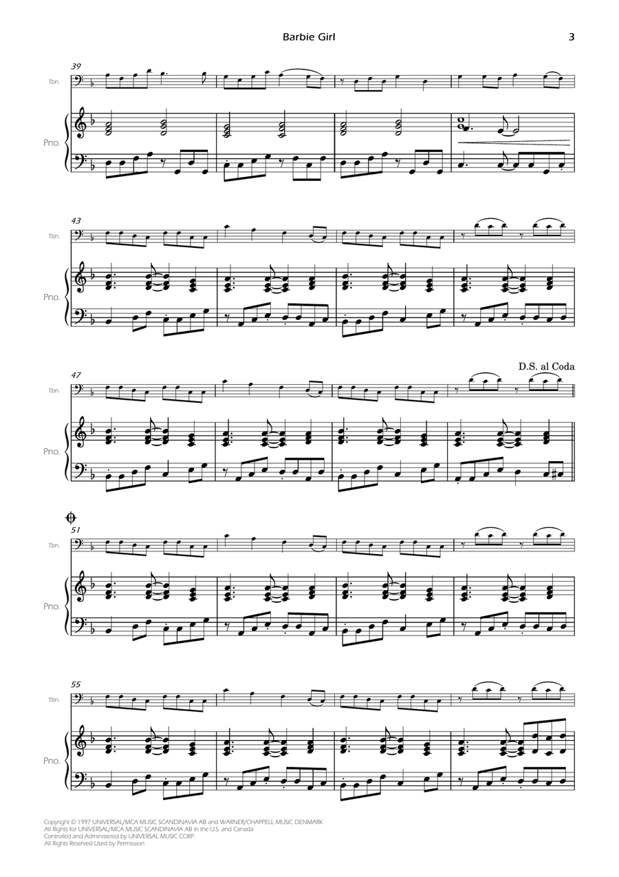 Barbie Girl Piano scores gallery preview page 5