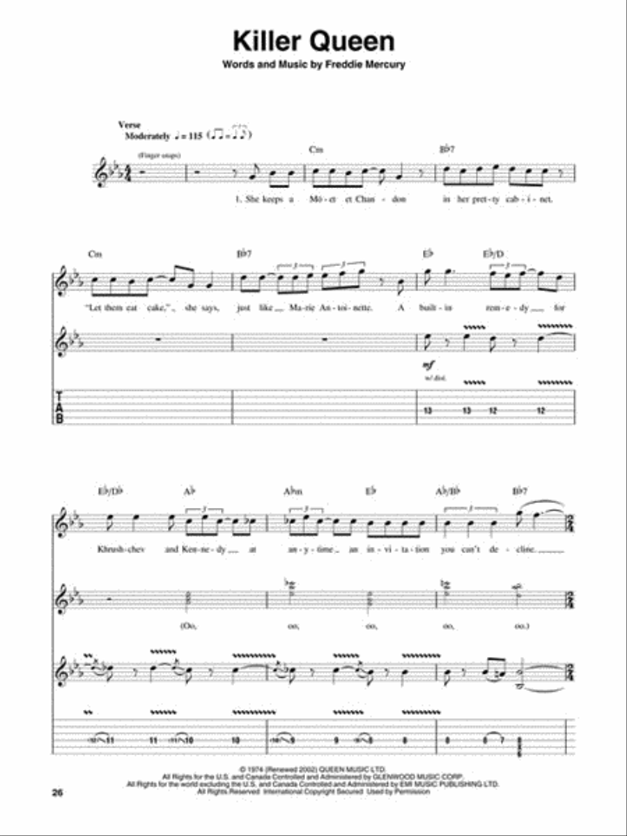 Queen Queen Guitar Tablature scores gallery preview page 4