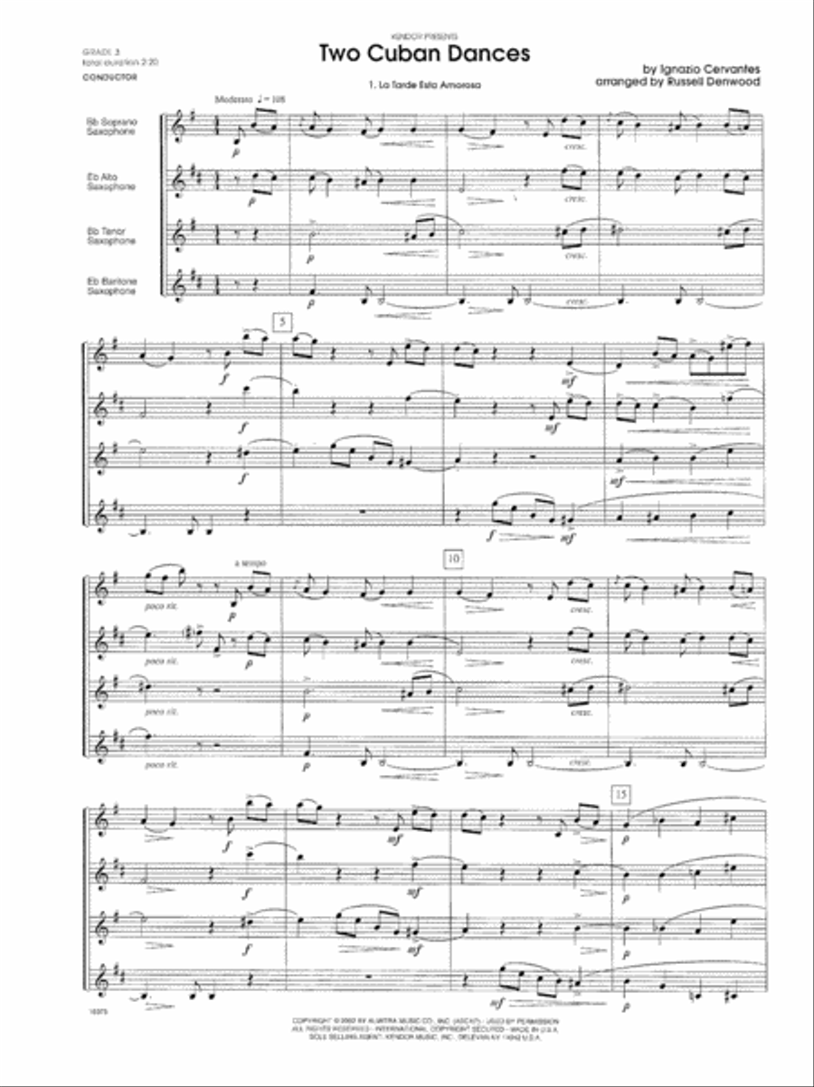 Two Cuban Dances Saxophone Quartet scores gallery preview page 2