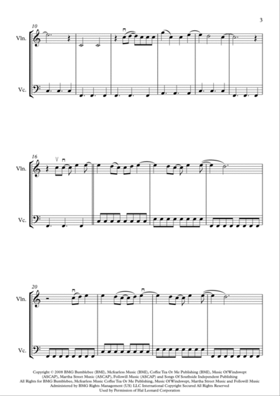 Use Somebody String Duet scores gallery preview page 4