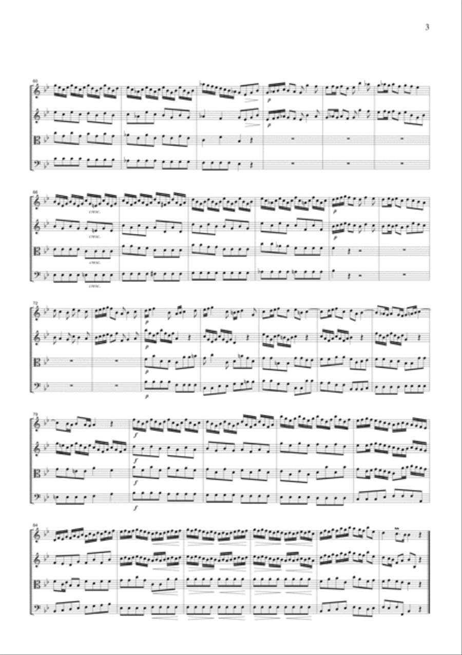 Handel Arrival of the Queen Sheba, for string quartet, CH102 String Quartet scores gallery preview page 3