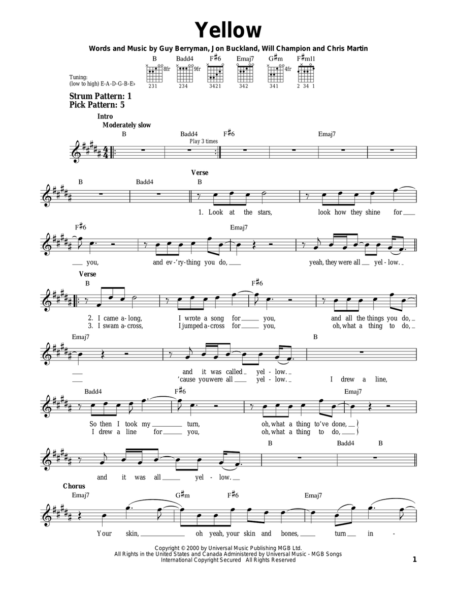 Yellow Acoustic Guitar scores gallery preview page 1