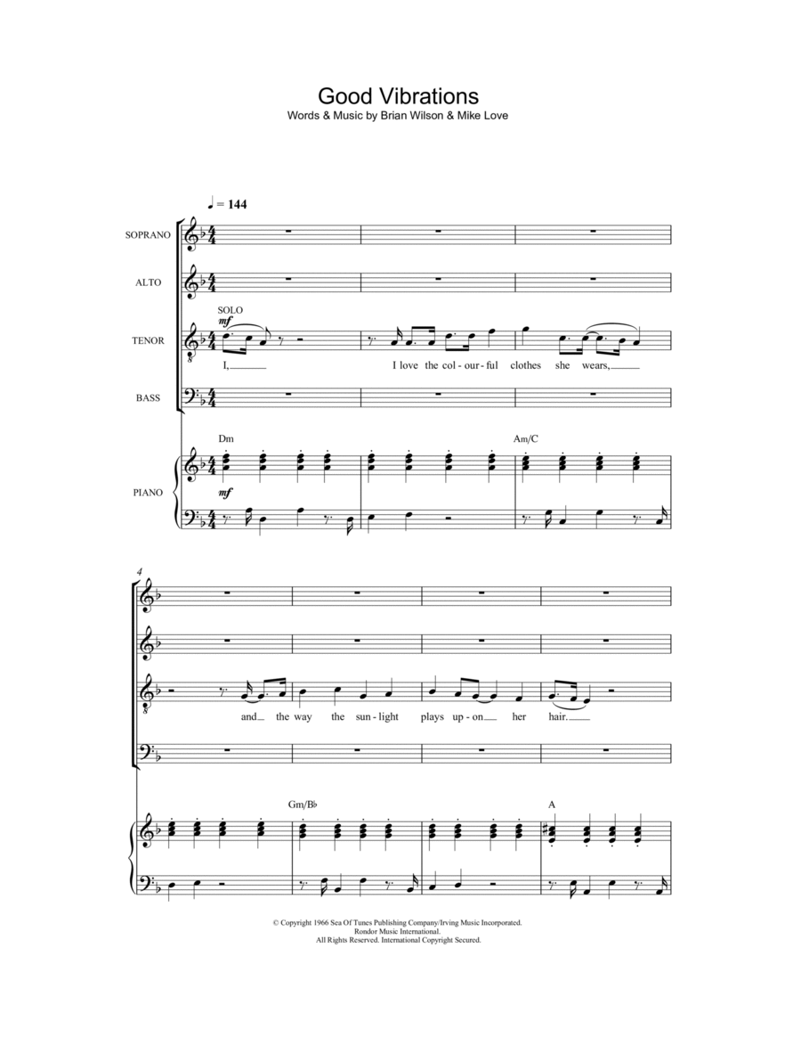 Good Vibrations 4-Part scores gallery preview page 1