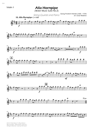Alla Hornpipe by Handel - String Quartet and Piano (Individual Parts)