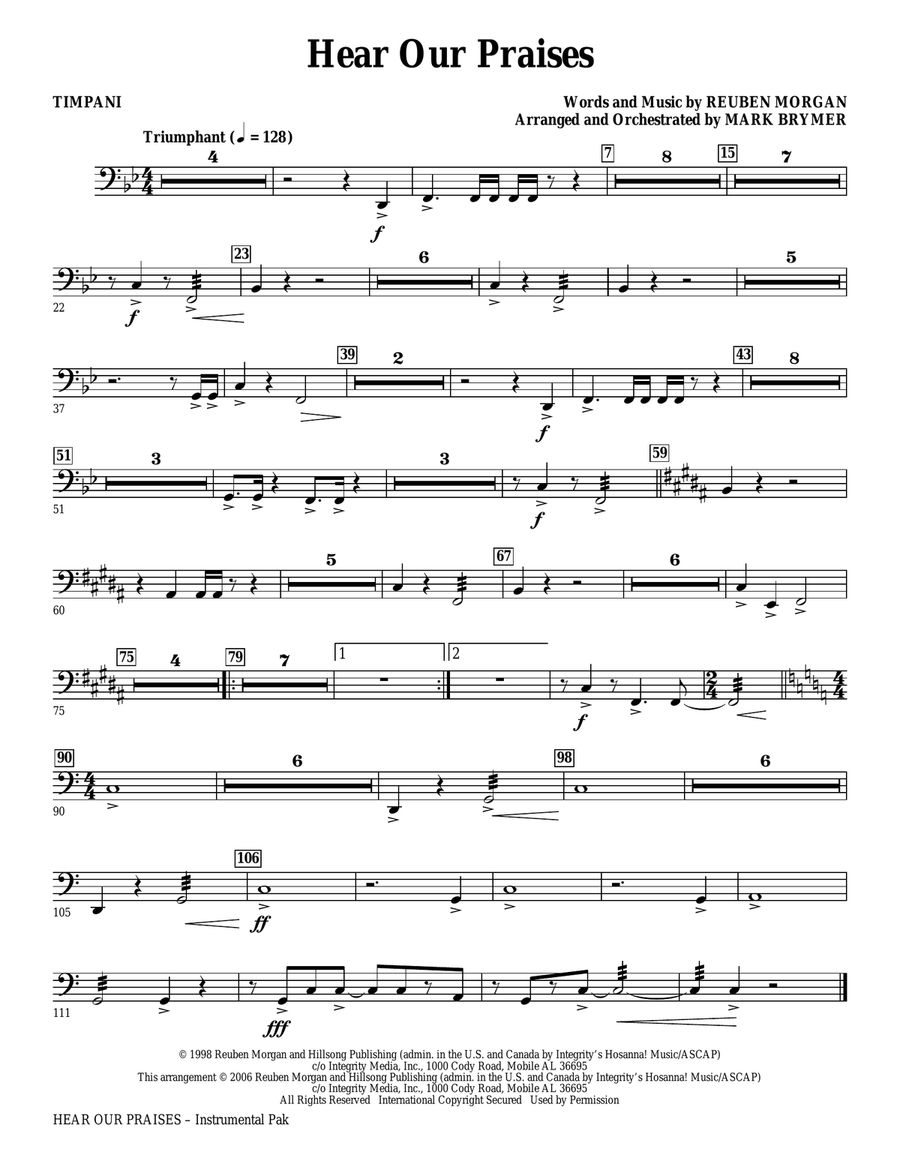 Hear Our Praises (arr. Mark Brymer) - Timpani