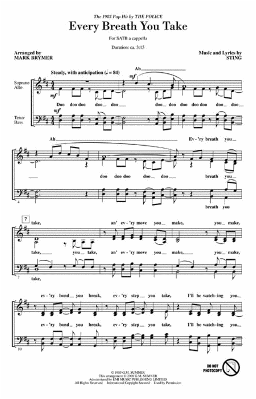 Every Breath You Take 4-Part scores gallery preview page 2