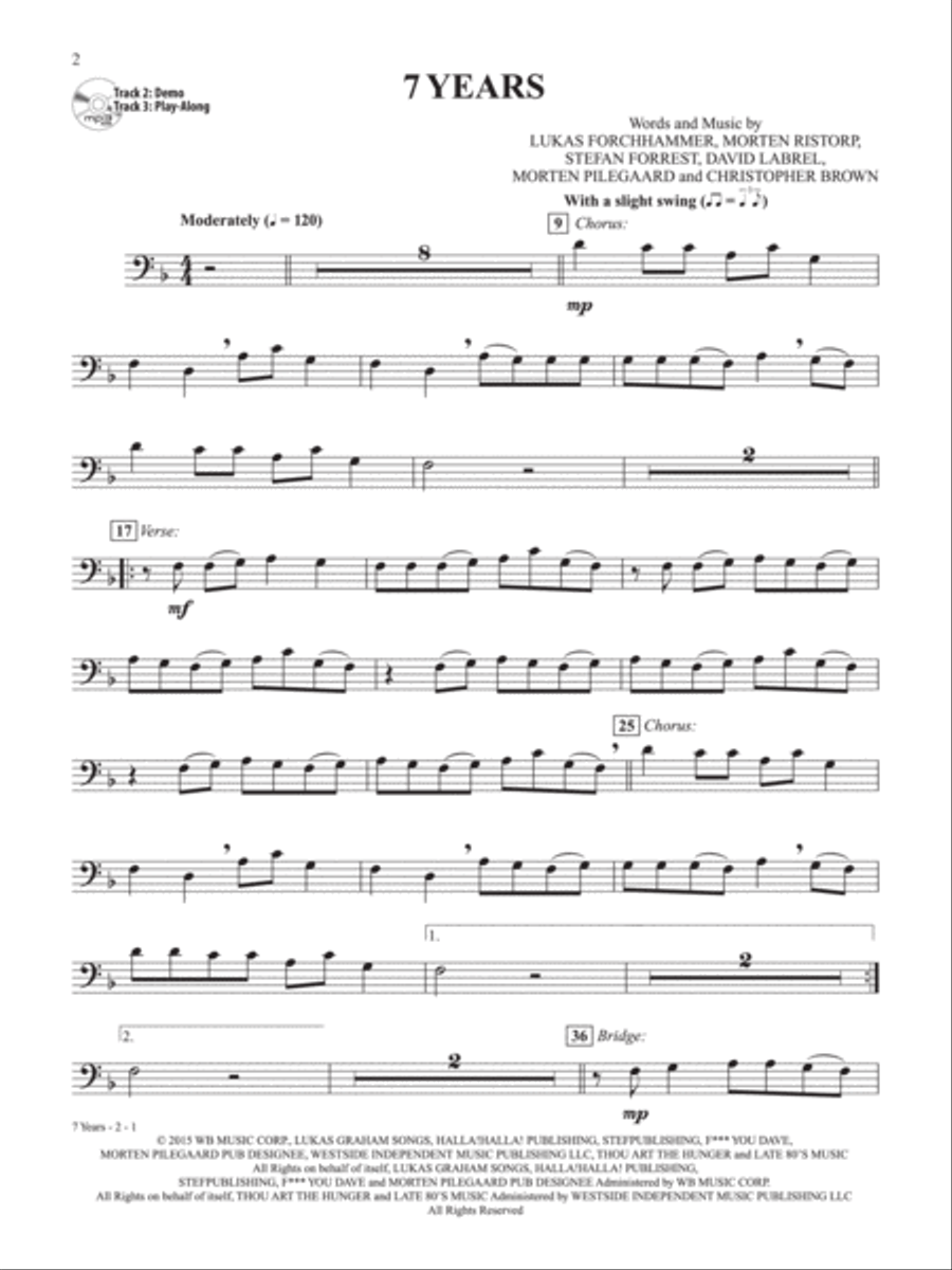 Easy Top of the Charts Playlist Instrumental Solos Trombone scores gallery preview page 3