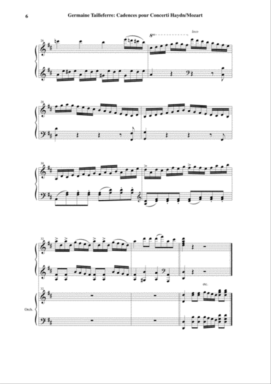 Germaine Tailleferre: Cadences for the Concerto no. 11 Hob. XVIII:1 by F. J. Haydn and the Concerto Piano Solo scores gallery preview page 6