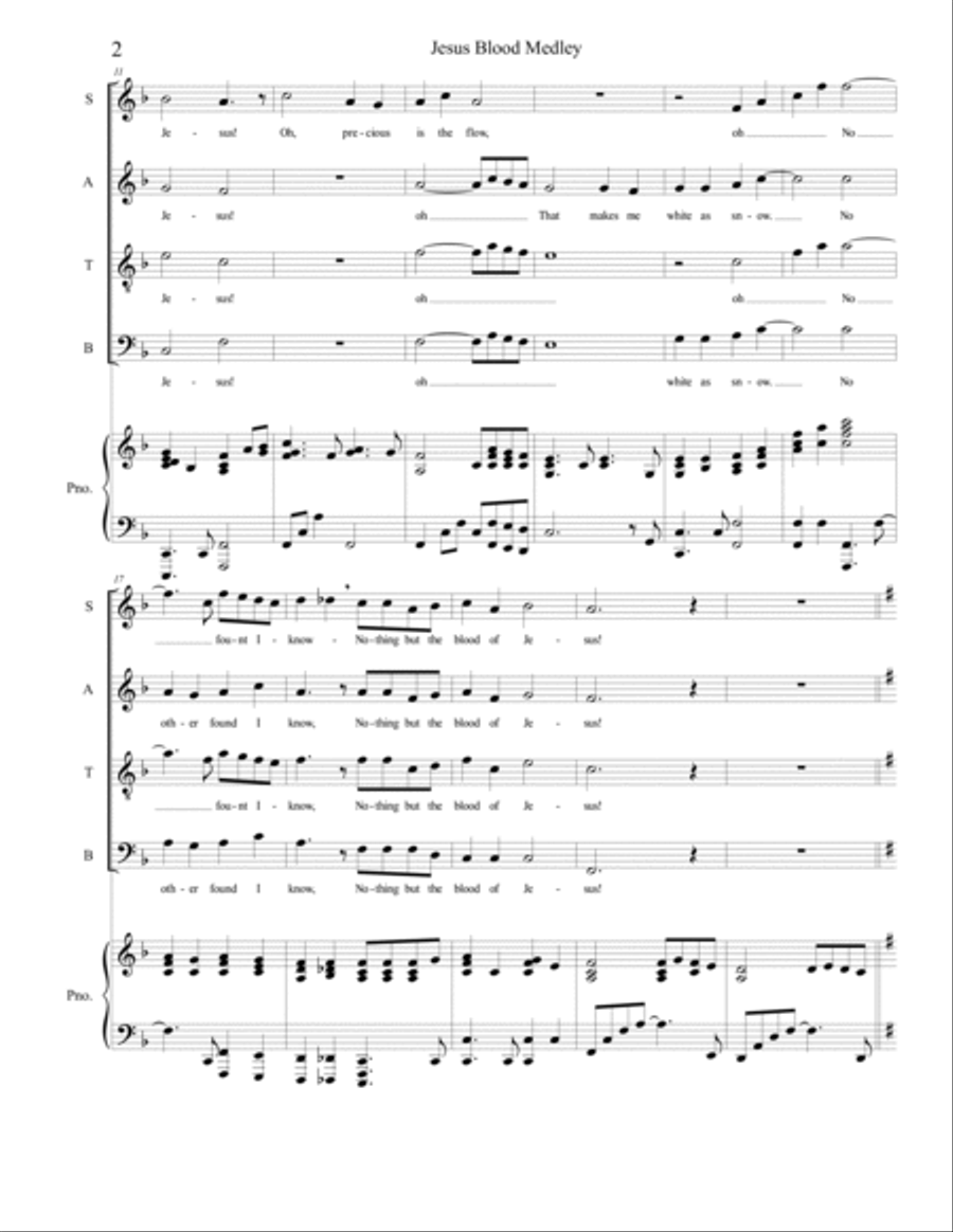 Jesus Blood Medley 4-Part scores gallery preview page 2