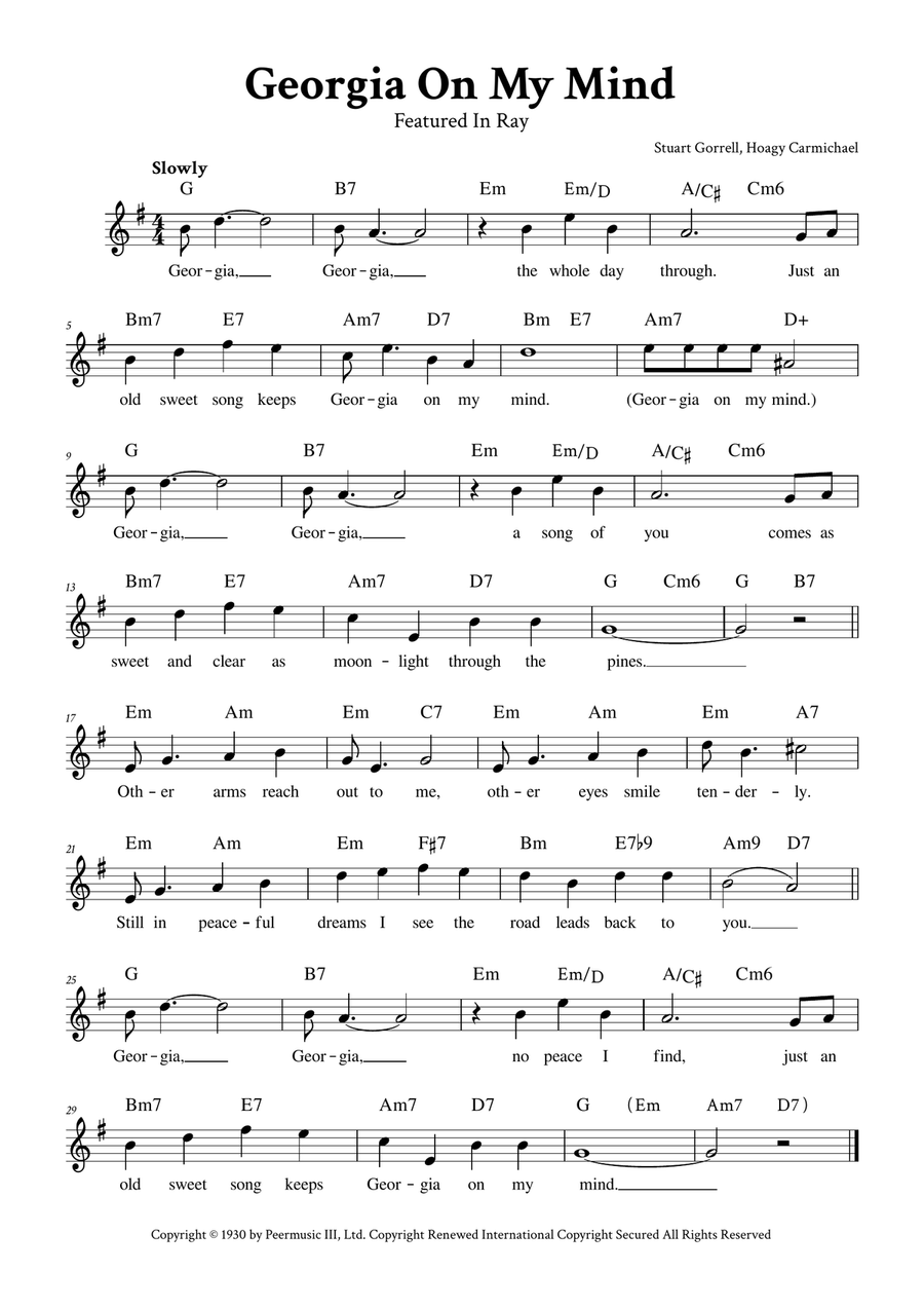 Georgia On My Mind Piano scores gallery preview page 1