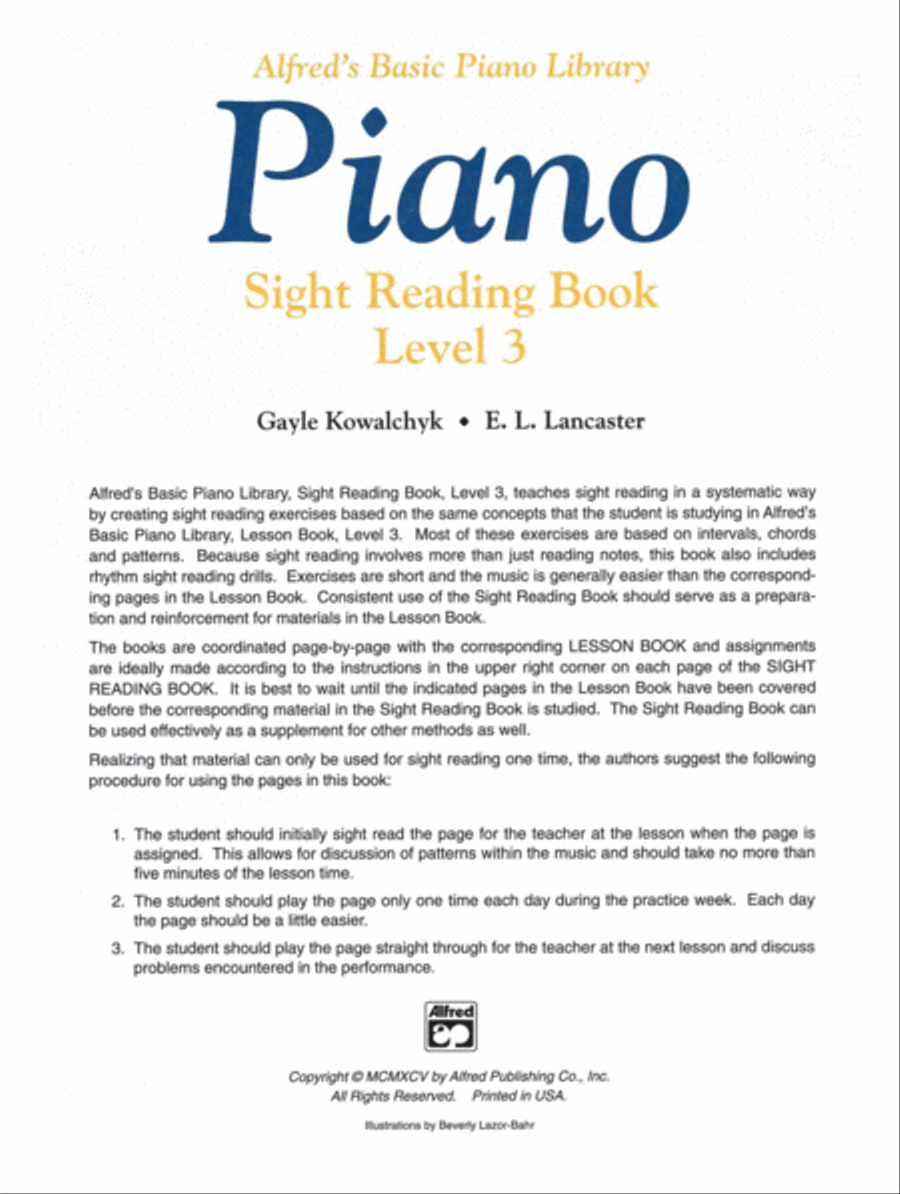 Alfred's Basic Piano Course Sight Reading, Level 3 Piano Method scores gallery preview page 6