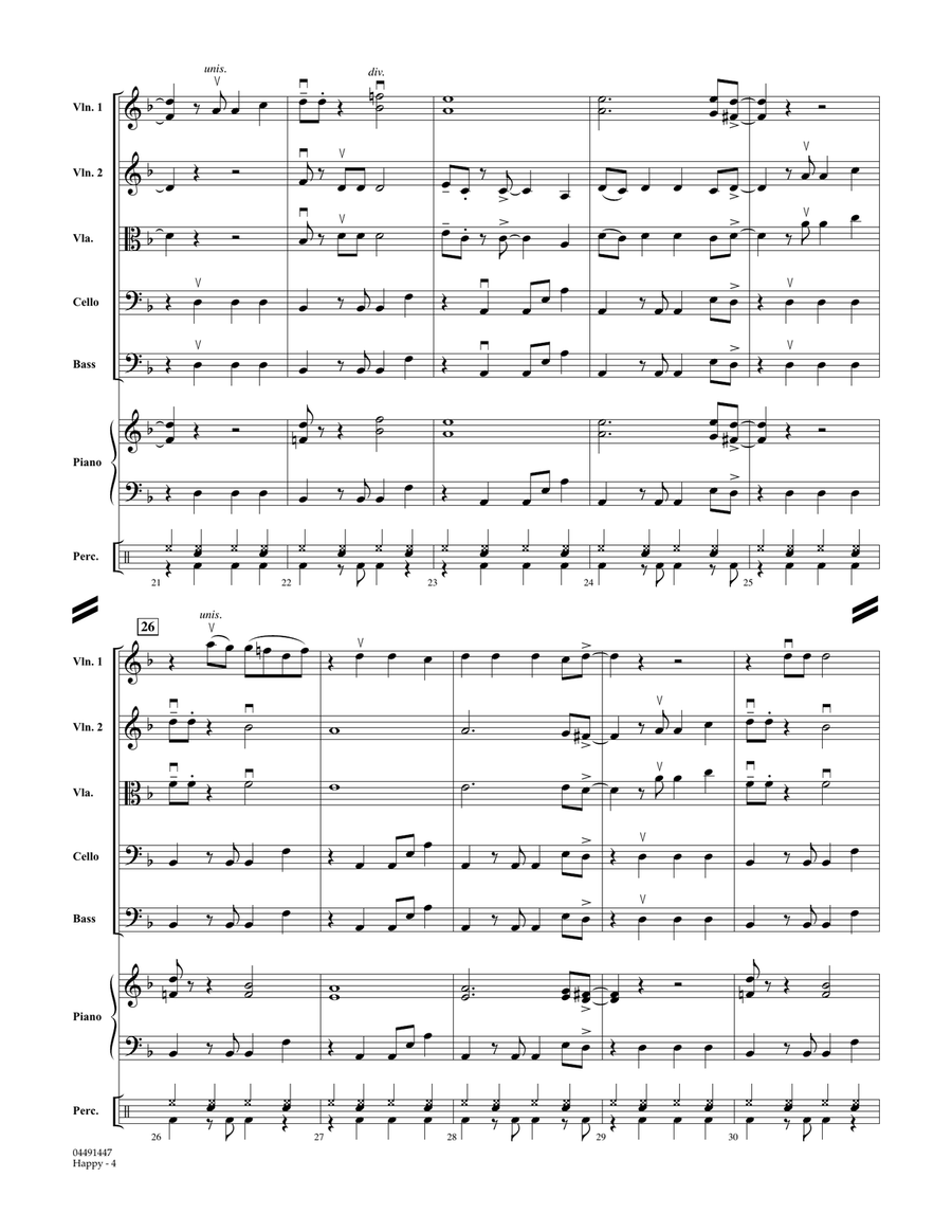 Happy (from Despicable Me 2) - Conductor Score (Full Score) Orchestra scores gallery preview page 4