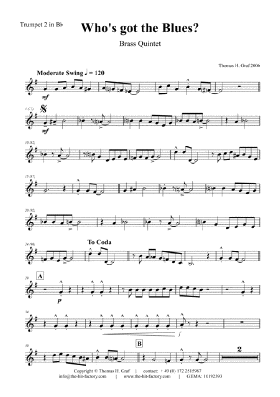 Who has got the blues? - You & you & you :-) - Brass Quintet Brass Quintet scores gallery preview page 6