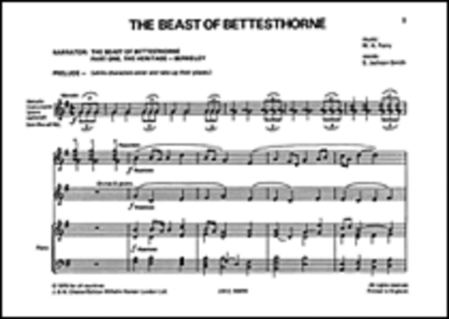The Beast Of Bettesthorne Piano Score and Parts (Voices and Recorders, 15 Libretti 5 Percussion) Recorder scores gallery preview page 1