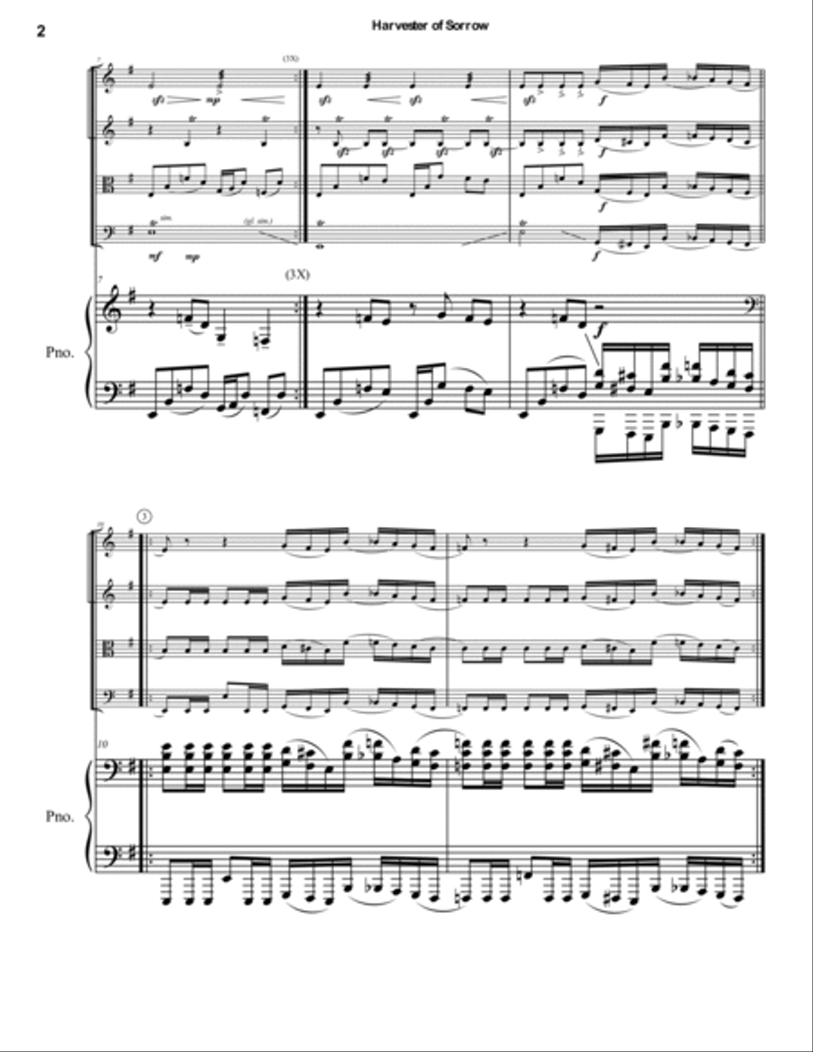 Harvester Of Sorrow Piano Quintet scores gallery preview page 2