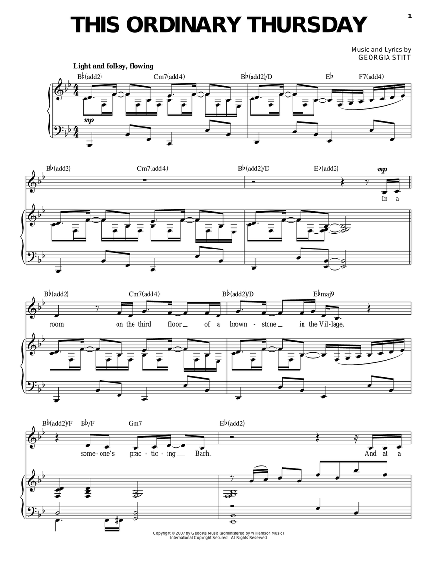 This Ordinary Thursday Piano, Vocal scores gallery preview page 1