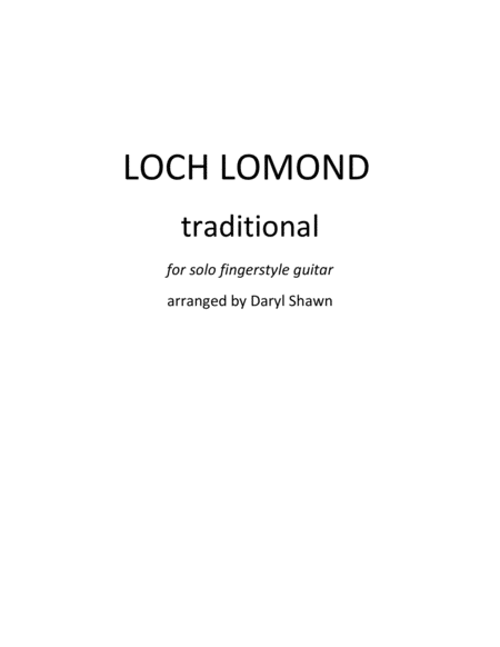 Loch Lomond, for solo fingerstyle guitar image number null