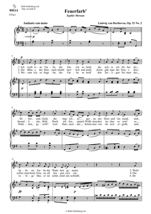 Feuerfarb', Op. 52 No. 2 (Original key. G Major)