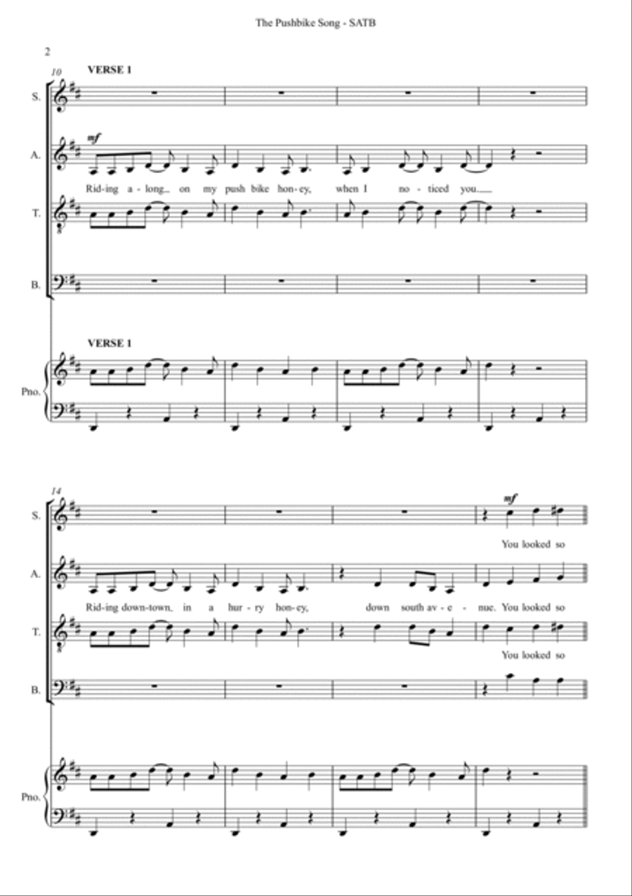 The Pushbike Song 4-Part scores gallery preview page 2
