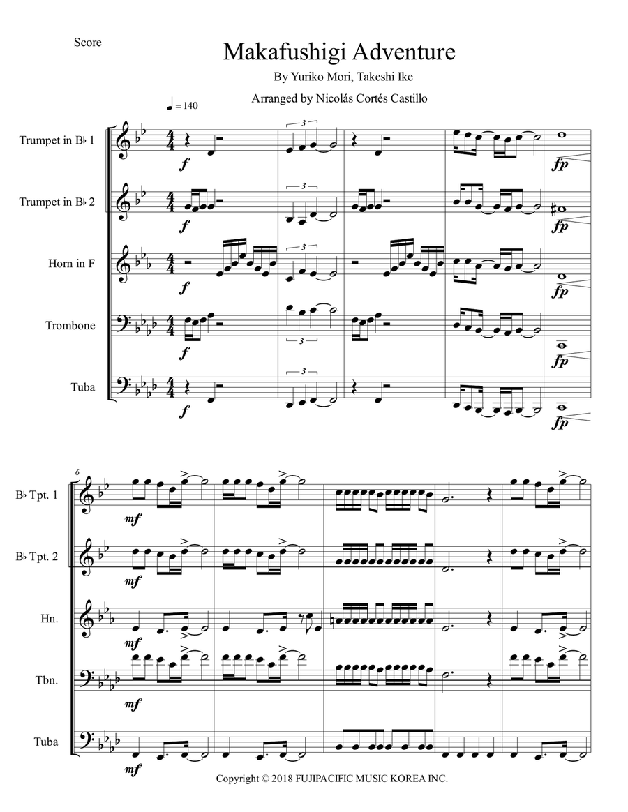 Makafushigi Adventure Makafushigi Adventure Brass Ensemble scores gallery preview page 1
