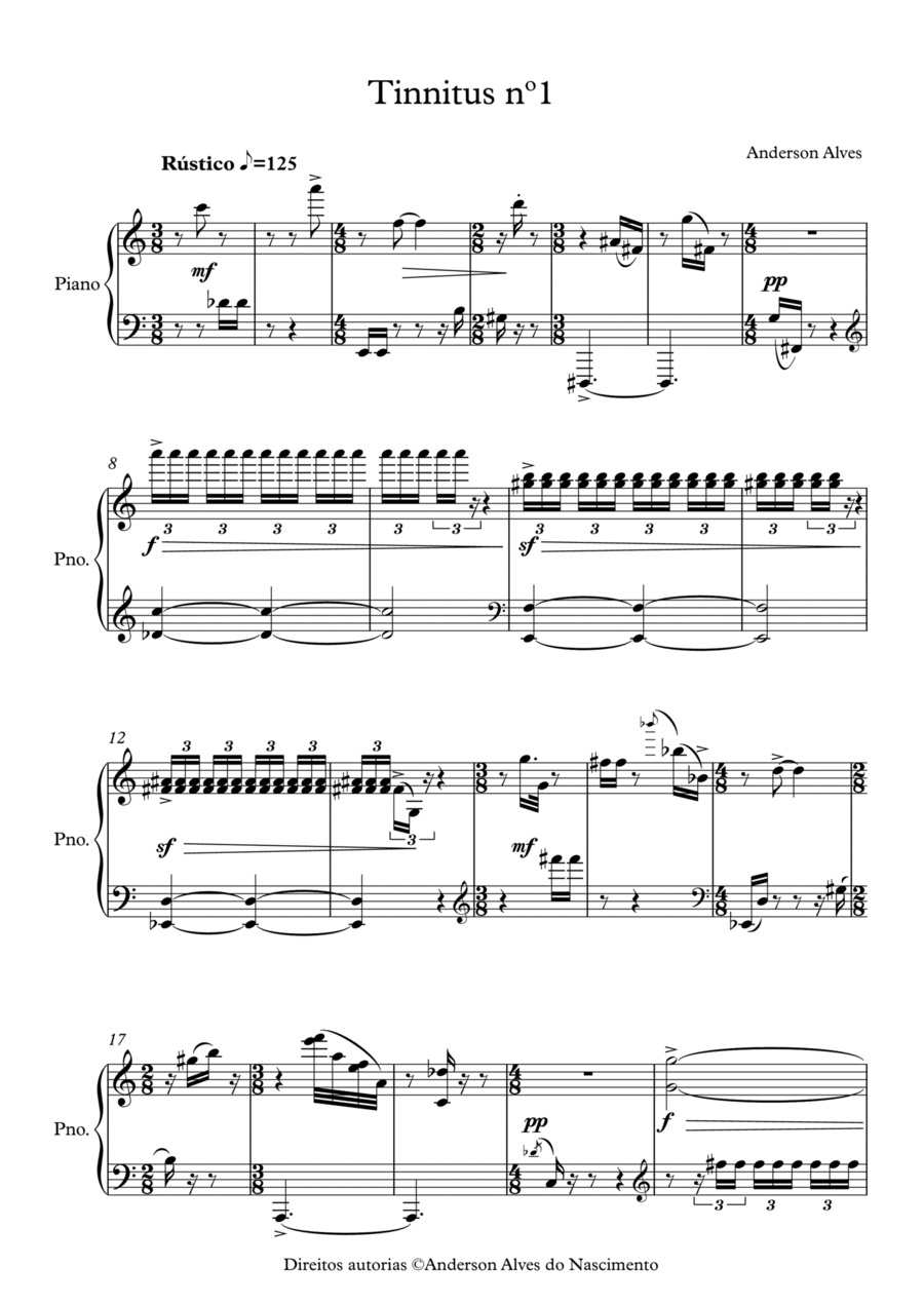 Tinnitus Nº1 Piano Solo scores gallery preview page 1