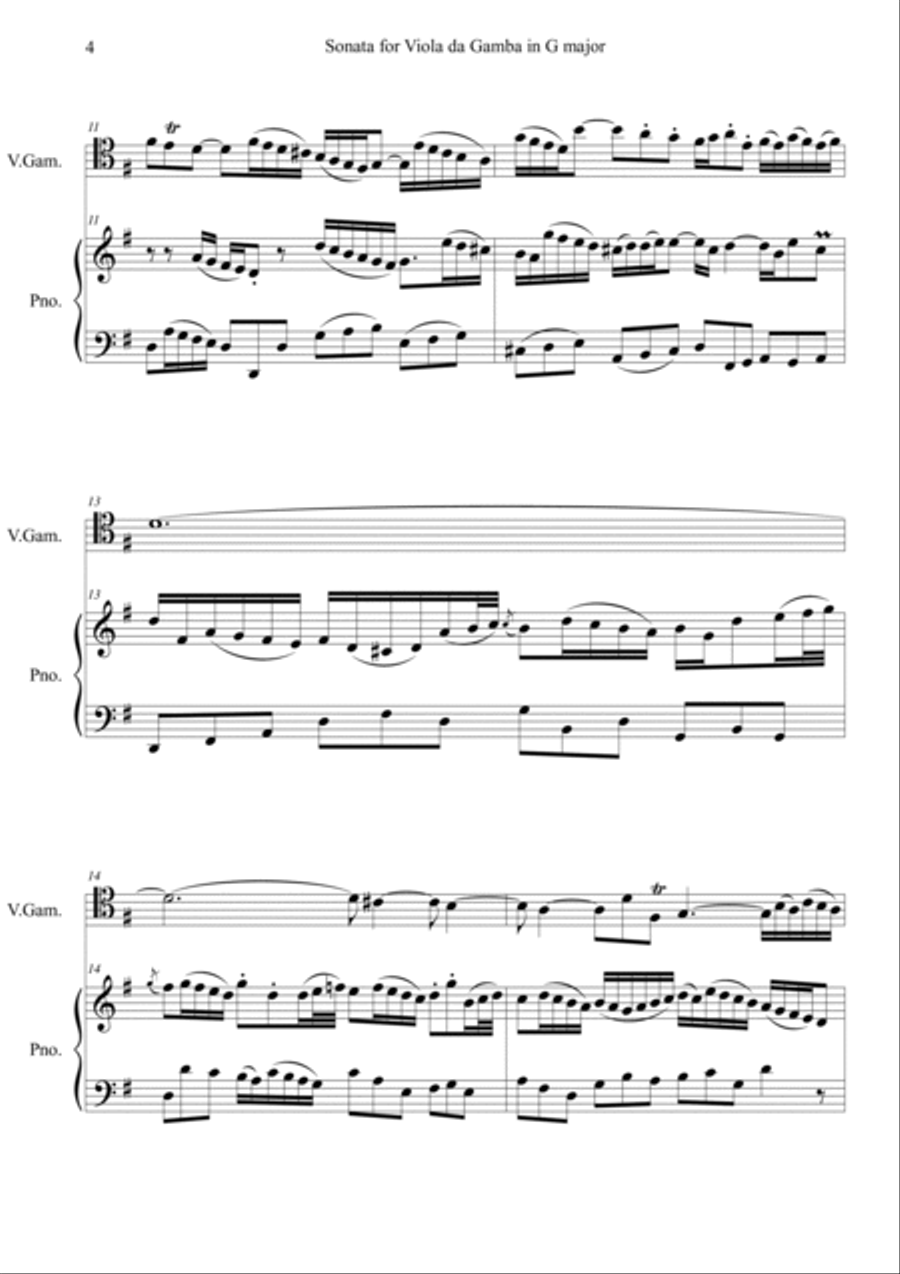 Sonata for Viola da Gamba in G major BWV 1027 1st Viola da Gamba scores gallery preview page 4