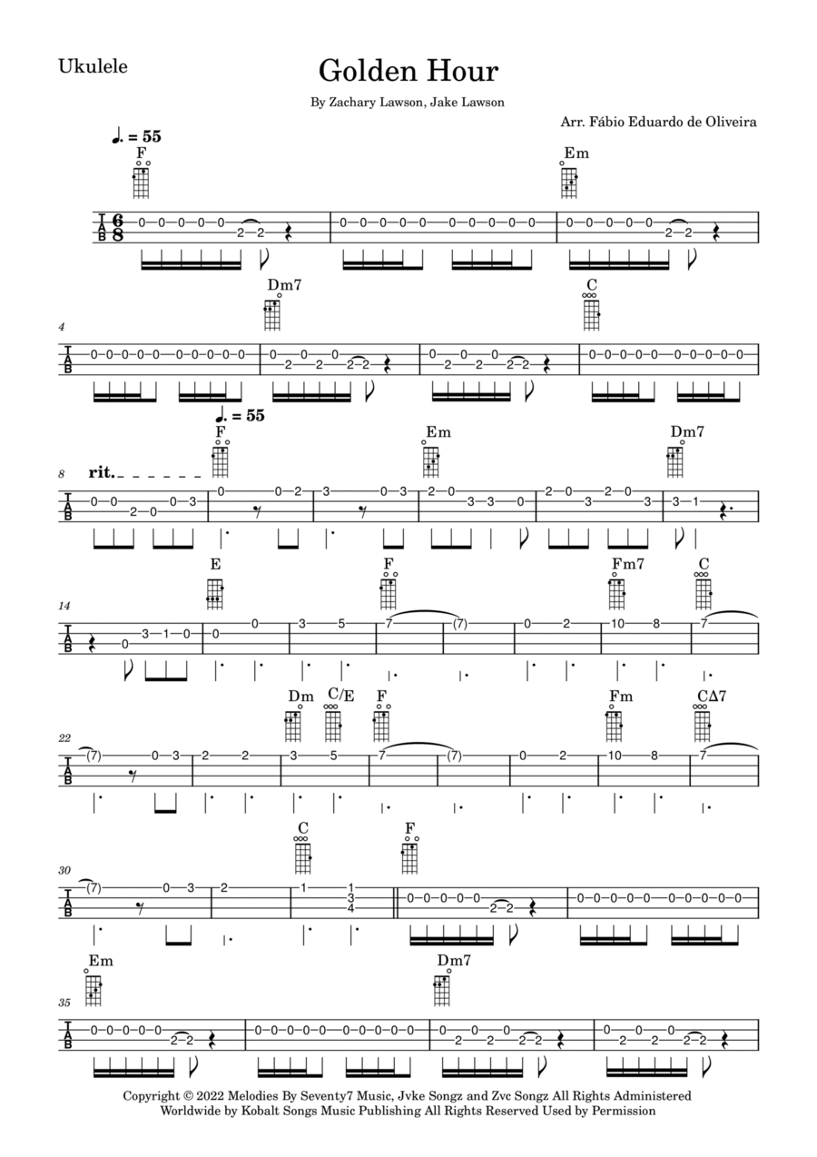 Golden Hour Ukulele scores gallery preview page 1