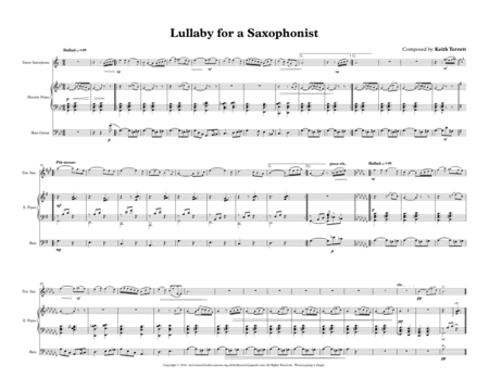 Lullaby for Bb Tenor Saxophone, Piano & Double Bass