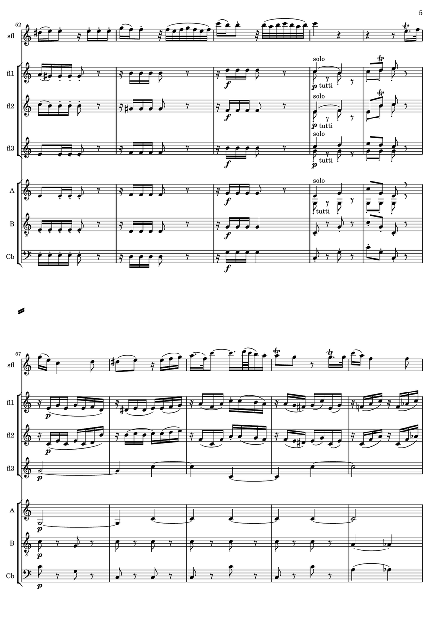 Mozart Andante in C KV 315 for solo flute and flute ensemble Flute Choir scores gallery preview page 5