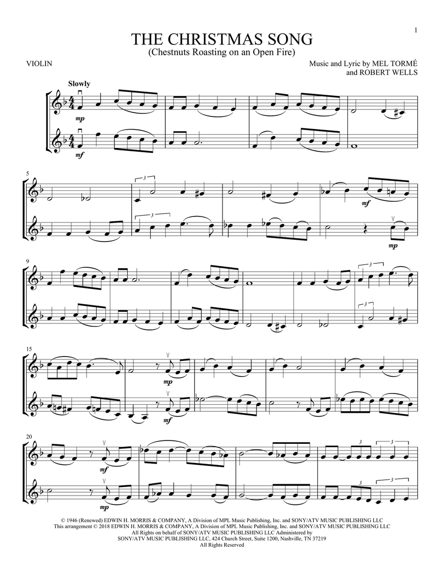 The Christmas Song (Chestnuts Roasting On An Open Fire) String Duet scores gallery preview page 1