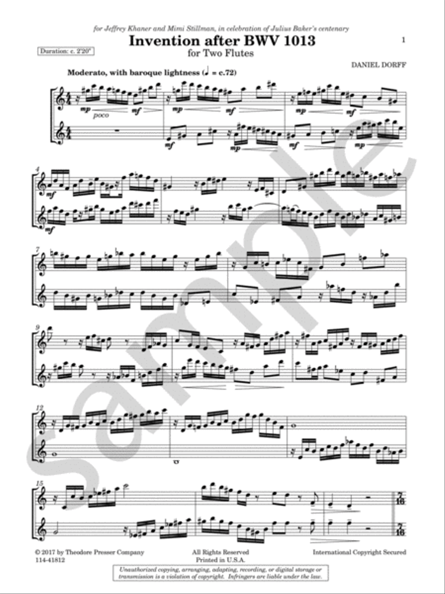 Invention after BWV 1013 Flute Duet scores gallery preview page 3