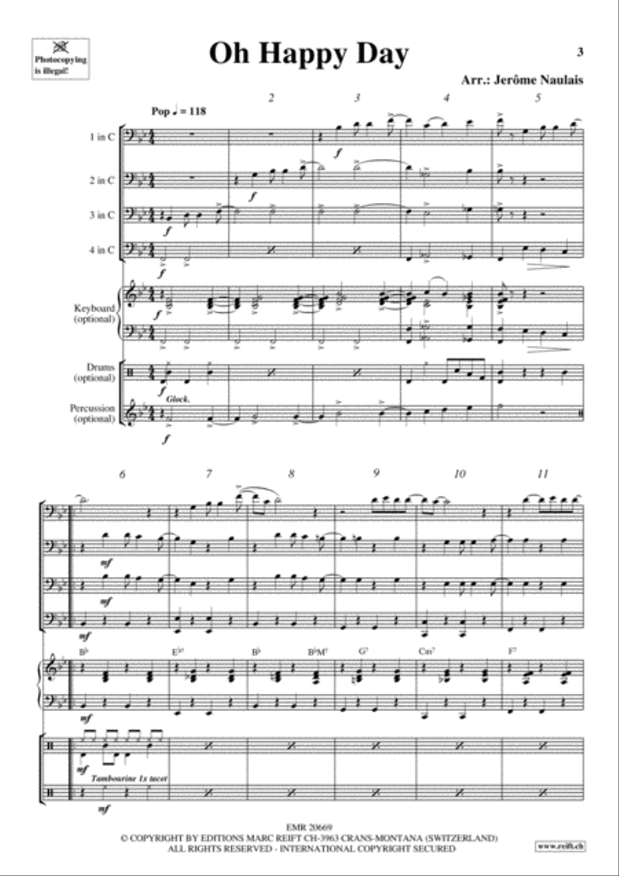 Oh Happy Day Euphonium Quartet scores gallery preview page 3