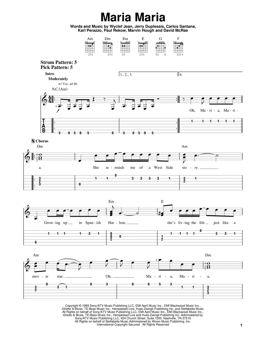 Maria Maria (feat. The Product G&B) Acoustic Guitar scores gallery preview page 1