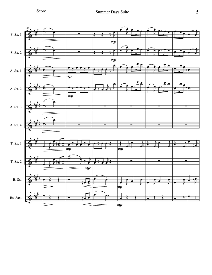 Summer Days - I. In a Country Lane Woodwind Ensemble scores gallery preview page 5