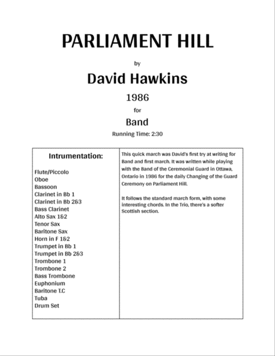 Parliament Hill Parliament Hill Concert Band scores gallery preview page 1